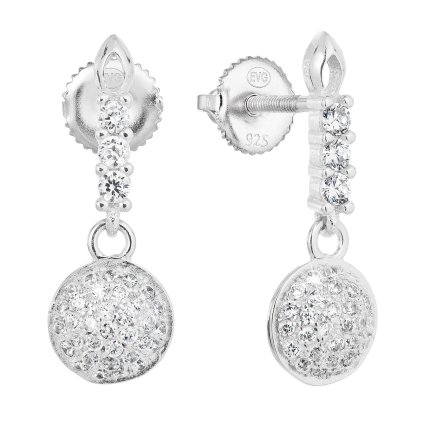 24104 stribrne nausnice visiace so zirkónom bielo kulate 11306 1