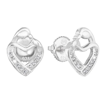24128 stribrne nausnice pecka so zirkónom biele srdce 11314 1