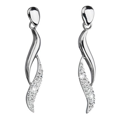 17021 stribrne nausnice visiace s kryštálmi swarovski biele vlnky 31162 1