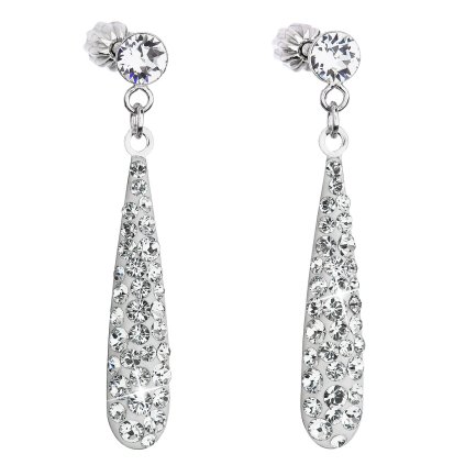 17024 stribrne nausnice visiace s kryštálmi swarovski biela slza 31163 1