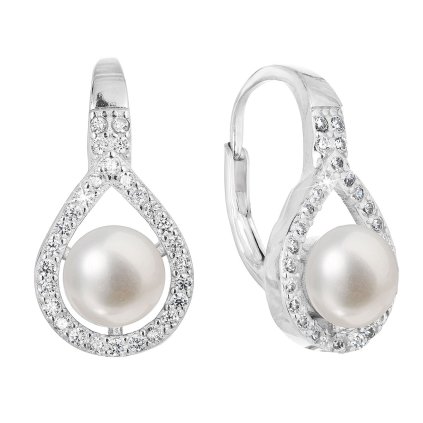 24248 stribrne nausnice visiace s bielou ricnou perlou 21053 1