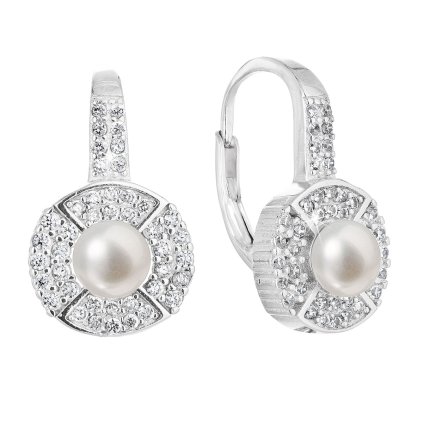 24251 stribrne nausnice visiace s bielou ricnou perlou 21054 1