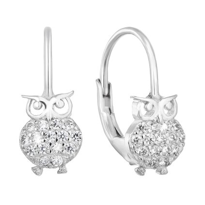 24287 stribrne nausnice visiace so zirkónom biela sova 11219 1