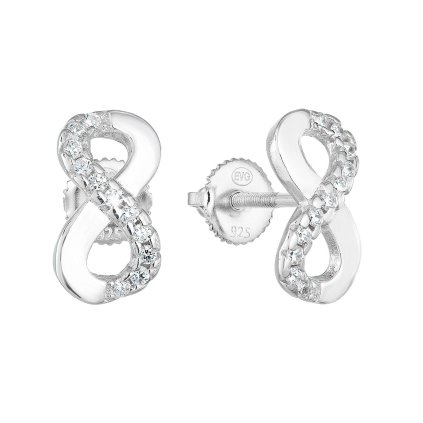 24449 stribrne nausnice pecka so zirkónom bielo nekonecno 11255 1