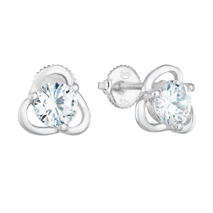 24452 stribrne nausnice pecka so zirkónom v bielej farbe 11263 1