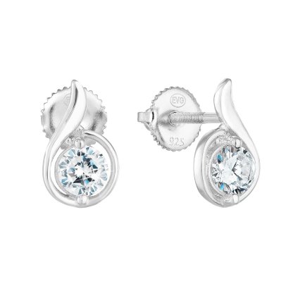 24461 stribrne nausnice pecka so zirkónom v bielej farbe 11256 1