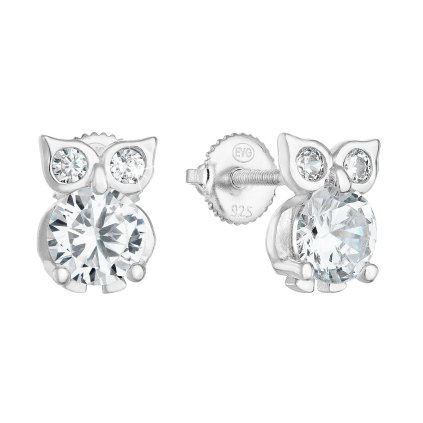 24509 stribrne nausnice pecka so zirkónom biela sova 11269 1