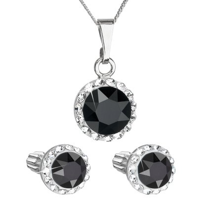 24734 sada šperku s kryštálmi swarovski nausnice a prívesok cierne kulate 39352 3