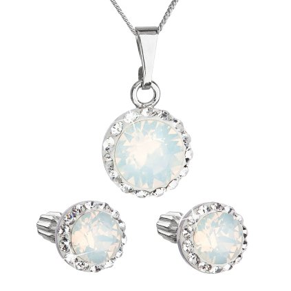 24758 sada šperku s kryštálmi swarovski nausnice retiazok a prívesok biele opalove kulate 39352 7