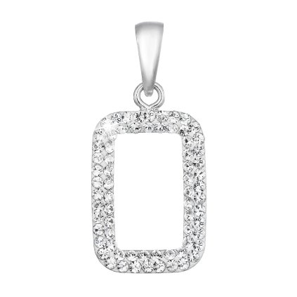 24821 strieborný prívesok s kryštálmi swarovski biely obdĺžnik 74072 1