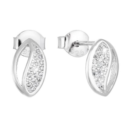 25067 stribrne nausnice pecka so zirkónom v bielej farbe 11011 1