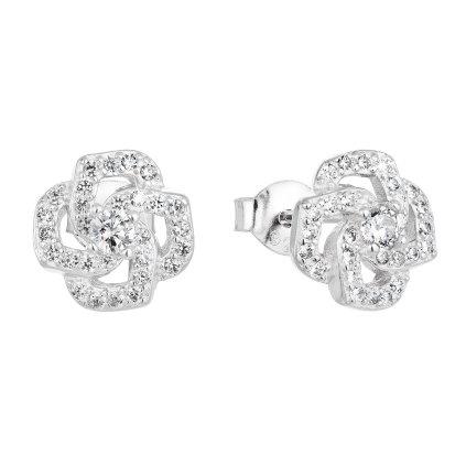 25097 stribrne nausnice pecka so zirkónom biela kyticka 11055 1