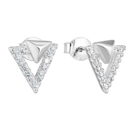 25112 stribrne nausnice pecka so zirkónom biely trojuholnik 11081 1