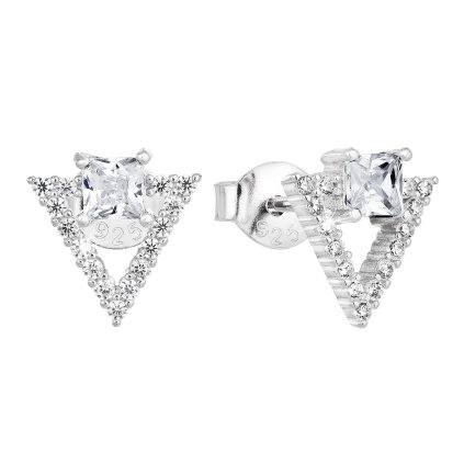 25148 stribrne nausnice pecka so zirkónom biely trojuholnik 11150 1