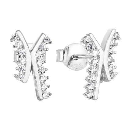 25151 stribrne nausnice pecka so zirkónom v bielej farbe 11151 1