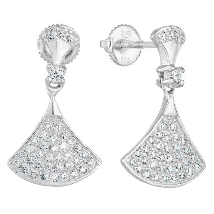 25166 stribrne nausnice visiace so zirkónom v bielej farbe 11278 1