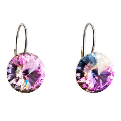 16322 stribrne náusnice visiace s kryštálmi swarovski fialove kulate 31106 5