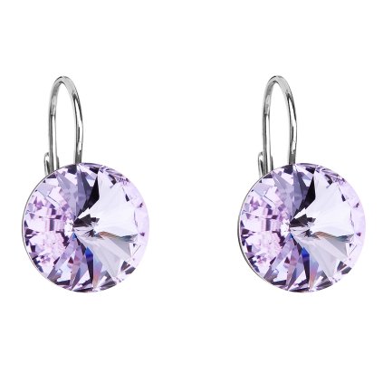 25709 stribrne nausnice visiace s kryštálmi swarovski fialove kulate 31106 3 violet