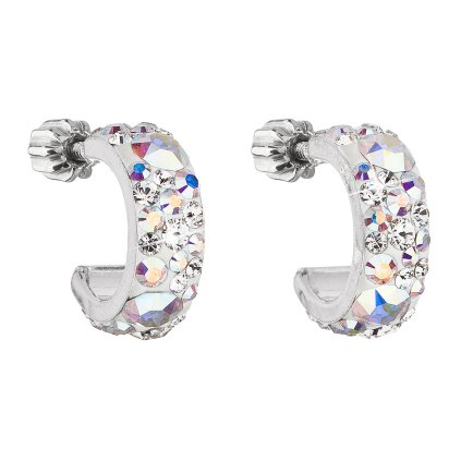 25745 stribrne nausnice kruhy s kryštálmi swarovski ab efekt pulkruh 31118 2