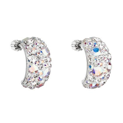 25754 stribrne nausnice visiace s kryštálmi swarovski ab efekt pulkruh 31164 2