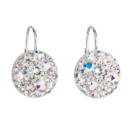 25760 stribrne nausnice visiace s kryštálmi swarovski ab efekt kulate 31176 2