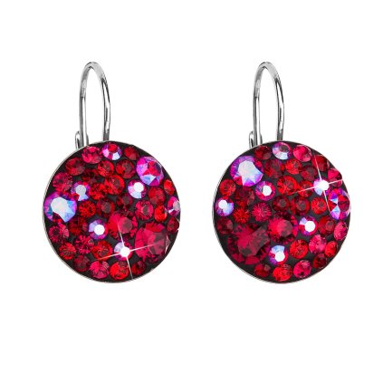 25772 stribrne nausnice visiace s kryštálmi swarovski cervene kulate 31176 3 cherry