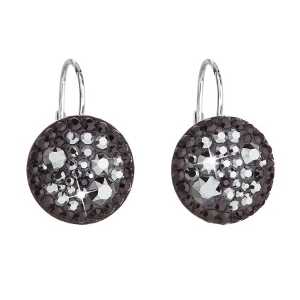 25814 stribrne nausnice visiace s kryštálmi swarovski cerne kulate 31176 5 hematite