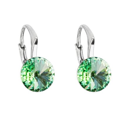 25829 stribrne nausnice visiace s kryštálmi swarovski zelene kulate 31229 3 chrysolite