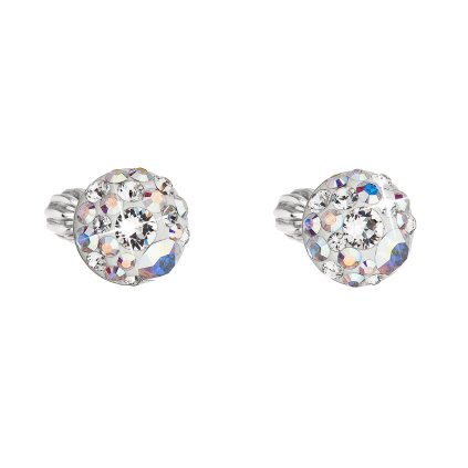 25868 stribrne nausnice pecka s kryštálmi swarovski ab efekt kulate 31336 2