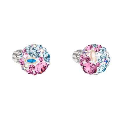 25886 stribrne nausnice pecka s kryštálmi swarovski mix farieb kulate 31336 3 water lilly