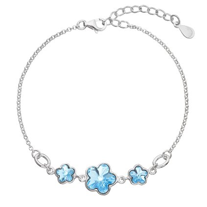 25910 strieborný náramok so swarovski kryštálmi modra kyticka 33112 3
