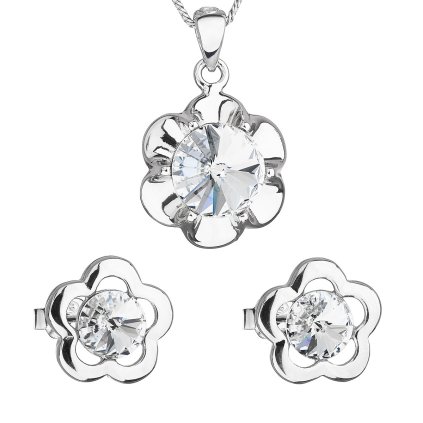 26045 sada šperku s kryštálmi swarovski nausnice retiazok a prívesok biela kyticka 39173 1