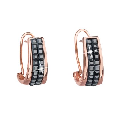 17228 stribrne náusnice klipsy s kryštálmi swarovski cierny pulkruh 31172 5