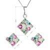 17351 3 sada šperku s kryštálmi swarovski nausnice retiazok a prívesok zelený kosoštvorec 39126 3 chrysolite