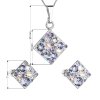 17366 3 sada šperku s kryštálmi swarovski nausnice retiazok a prívesok fialový kosoštvorec 39126 3 violet