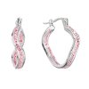 27845 stribrne nausnice vlnkove kruhy s kryštálmi preciosa ružovej 31219 3 lt rose