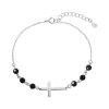 27926 stribrny naramek krizek s cernymi koralky 13062 3