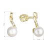 28766 2 zlaté 14 karatové nausnice zlté zlato s bielou ricnou perlou a zirkónmi 91pz00027