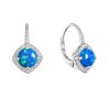 31370 2 stribrne nausnice visaci s modrym kulatym syntetickym opalem a zirkony 11463 3 blue