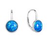 31388 stribrne nausnice visiace s modrým okrúhlym syntetickým opalom 11466 3 blue