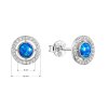 31400 2 stribrne náusnice kôstky s modrým okrúhlym syntetickým opalom a zirkónmi 11468 3 blue