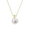 31679 zlaté 14 karatové nahrdelník zlté zlato srdiečko s bielou ricnou perlou 92p00043