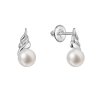 31742 zlaté 14 karatové nausnice biele zlato s ricnou perlou a briliantmi 81pb00059