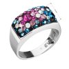 Strieborný prsteň s kryštálmi Swarovski mix farieb modrá ružová 35014.4 (Veľkosť 52 (ø16,6 mm))