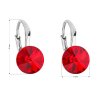 21131 2 stribrne nausnice visiace s kryštálmi swarovski cervene kulate 31229 3