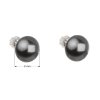 16772 2 stribrne nausnice pecka s perlou swarovski sede kulate 31142 3 grey