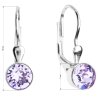 25724 3 stribrne nausnice visiace s kryštálmi fialove kulate 31112 3 violet