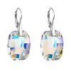 25862 stribrne nausnice visiace s kryštálmi swarovski ab efekt obdelnik 31297 2
