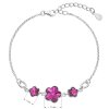 25913 4 strieborný náramok so swarovski kryštálmi ružová kyticka 33112 3 fuchsia