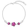25913 strieborný náramok so swarovski kryštálmi ružová kyticka 33112 3 fuchsia